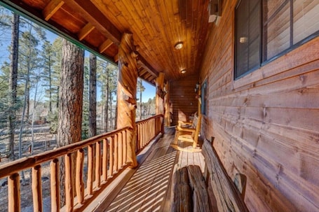 Terrace/patio. Huge Cabin Near Woodland Lake, Sleeps 36!