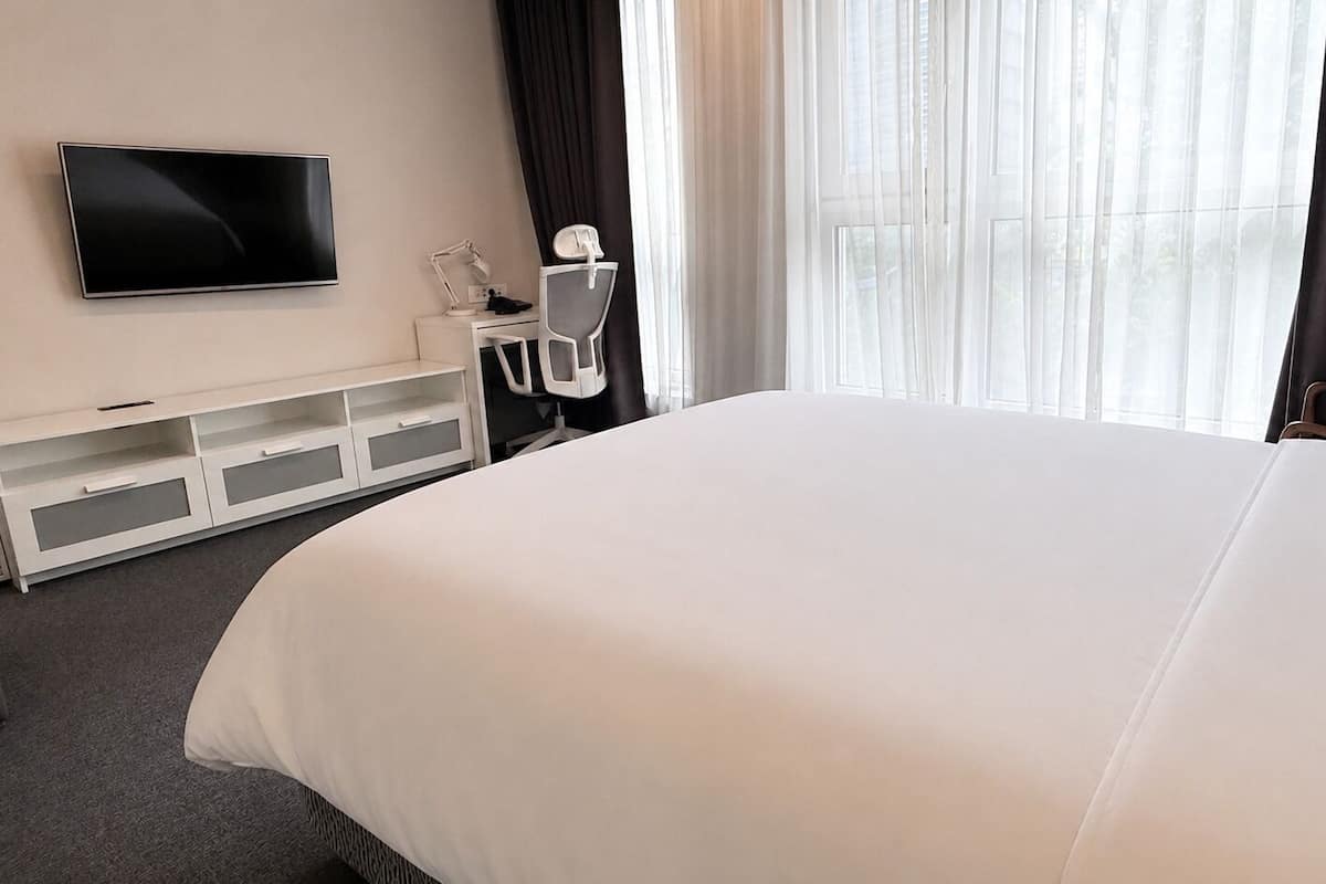 Couette en duvet d'oie, rideaux occultants, fer et planche à repasser