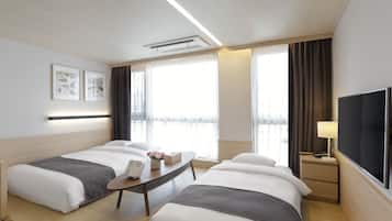 Down comforters, individually decorated, individually furnished