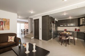 Deluxe Villa, 4 Bedrooms, Private Pool | Living area | 40-inch flat-screen TV with digital channels, TV - Villa Antoni (Chania)