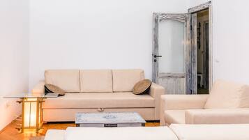 TV connectée, cheminée, livres