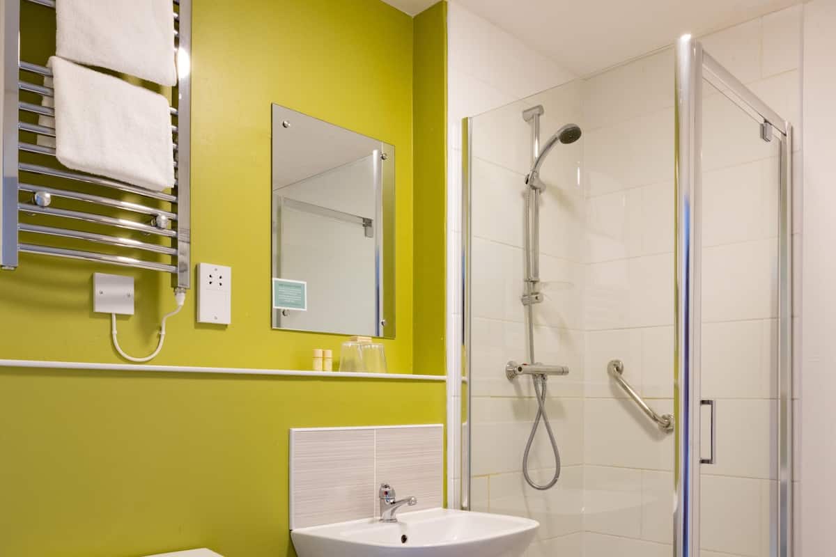 Hair dryer, towels, toilet paper
