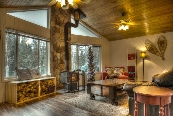 Smart TV, fireplace, video games