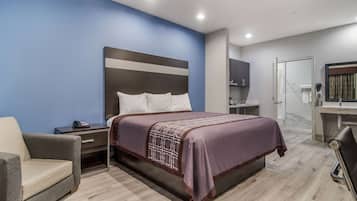 Premium bedding, down comforters, pillowtop beds, desk