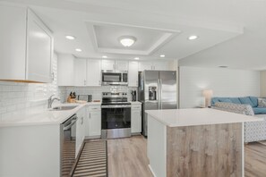 Fridge, microwave, coffee/tea maker, toaster