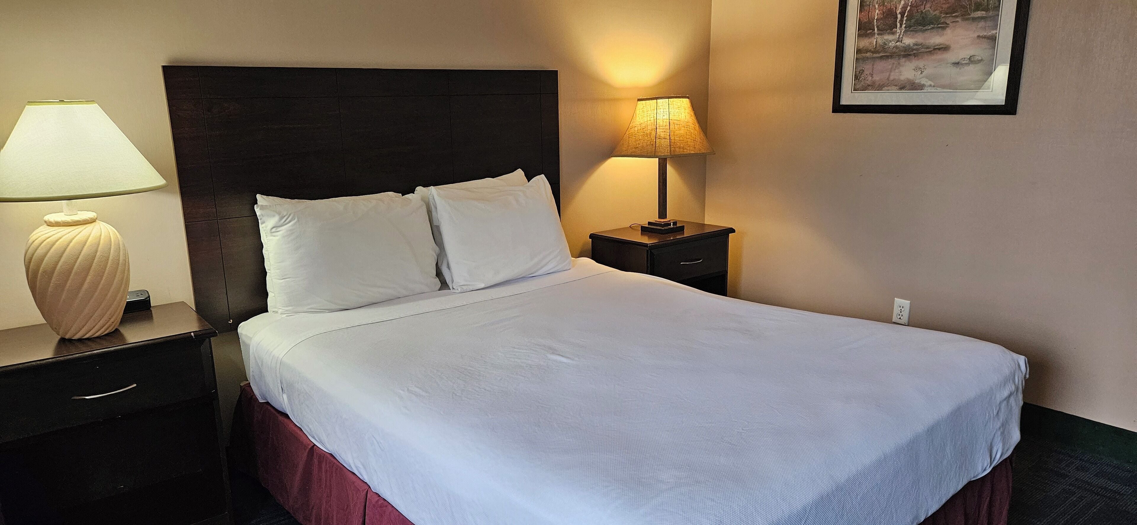 desk, laptop workspace, blackout curtains, iron/ironing board