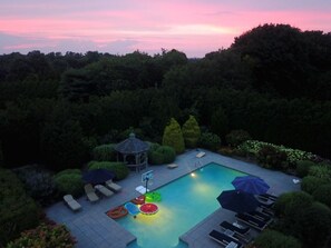 Outdoor pool, a heated pool - Water Mill Perfection: Tennis, Saltwater Pool, Winery, Art Museum, Kids Oasis (Water Mill)