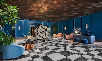 Hotel entrance and lobby at The Sun Rose West Hollywood