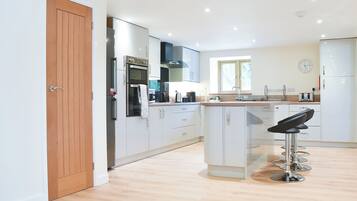 Fridge, microwave, dishwasher, high chair