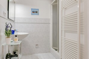 Regadera, secadora de cabello, bidet, toallas 