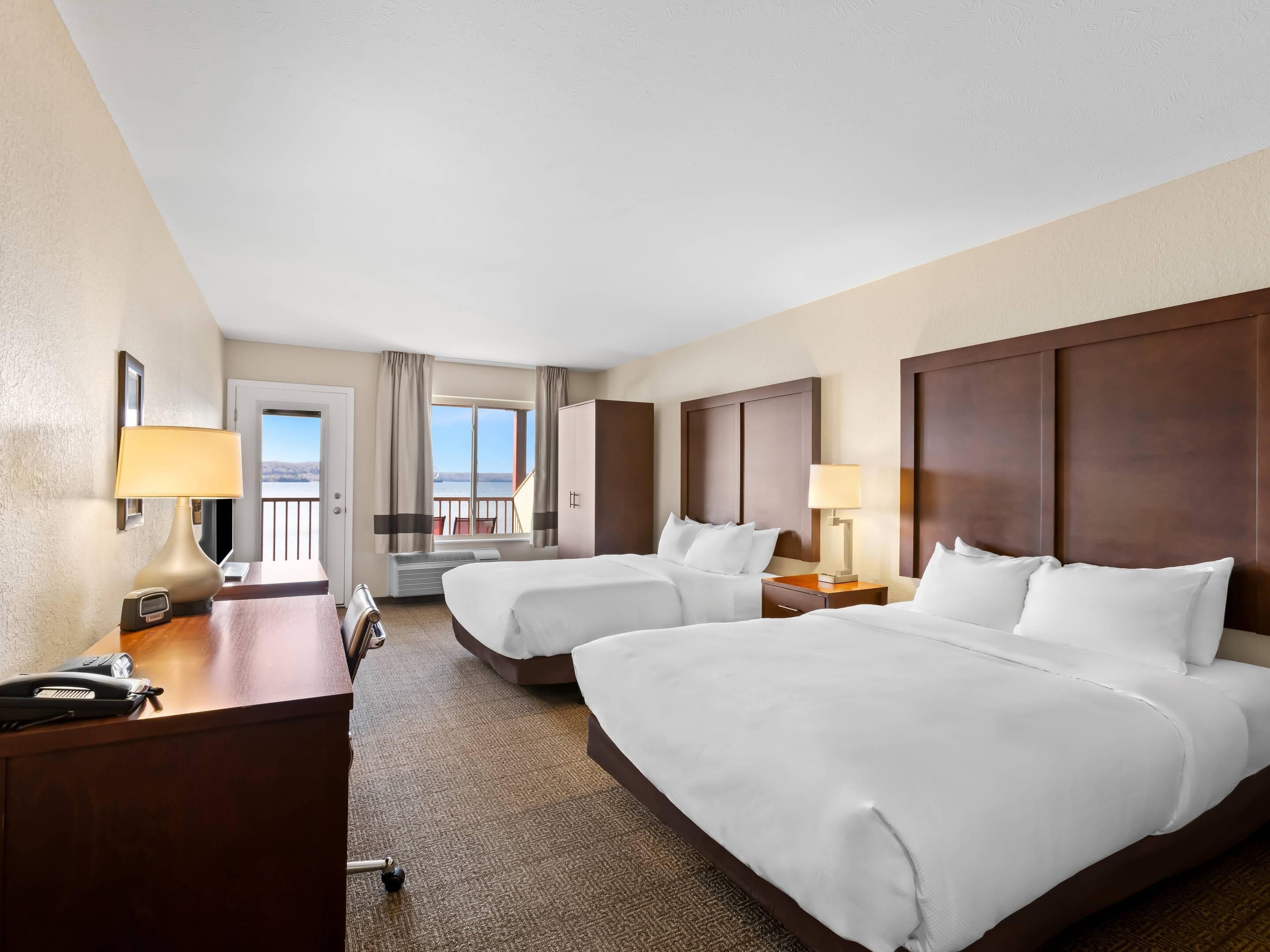 room, 2 queen beds, accessible, lake view (roll-in shower) | desk, iron/ironing board, free wifi