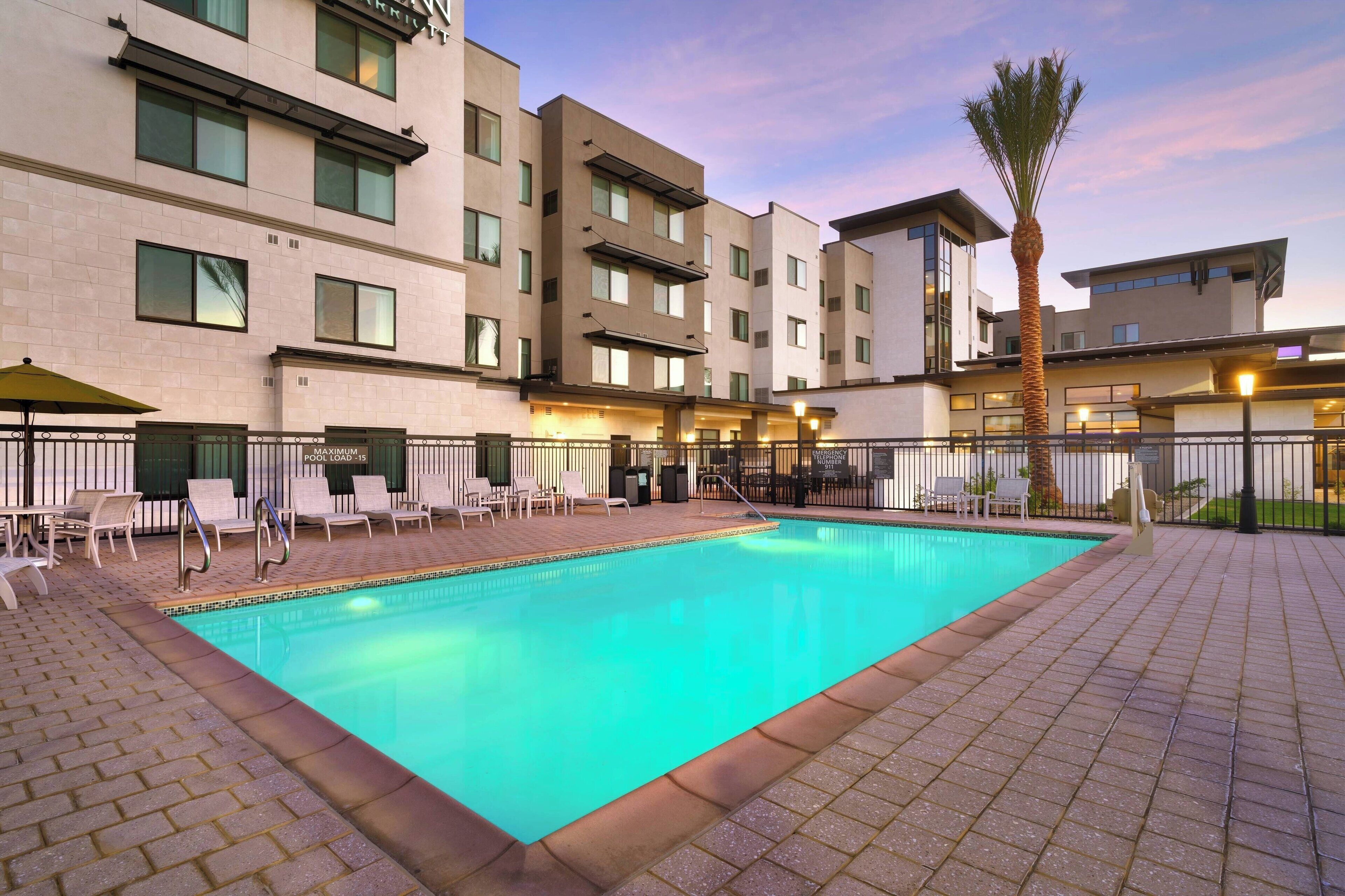 outdoor pool, pool loungers