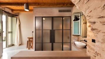 Traditional Arch Room | Bathroom | Shower, rainfall showerhead, designer toiletries, hair dryer