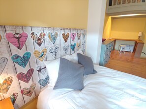 1 bedroom, desk, iron/ironing board, travel cot