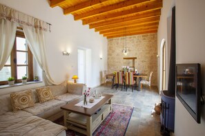 TV, fireplace - At Last You can Rent the Perfect Holiday Home in Paphos, Paphos Villa 1415 (Mesogi)