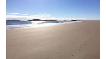 Una spiaggia nelle vicinanze, lettini da mare, teli da spiaggia