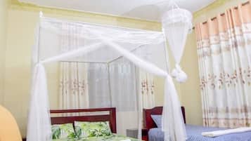 1 bedroom, blackout drapes, WiFi, bed sheets