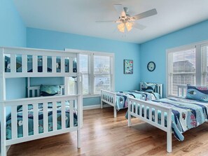 4 bedrooms, iron/ironing board, travel cot, WiFi