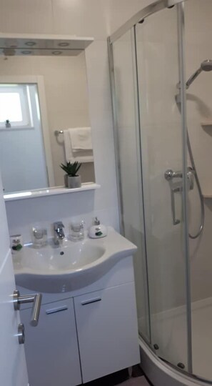 Standard-Apartment | Badezimmer | Dusche, Haartrockner, Handtücher, Seife