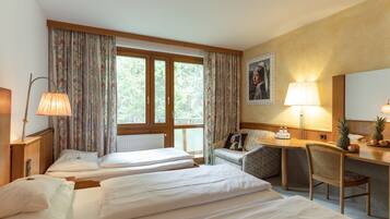 Habitación Confort con 1 cama doble o 2 individuales, vistas a la montaña | Caja fuerte, escritorio, espacio para trabajar con un portátil