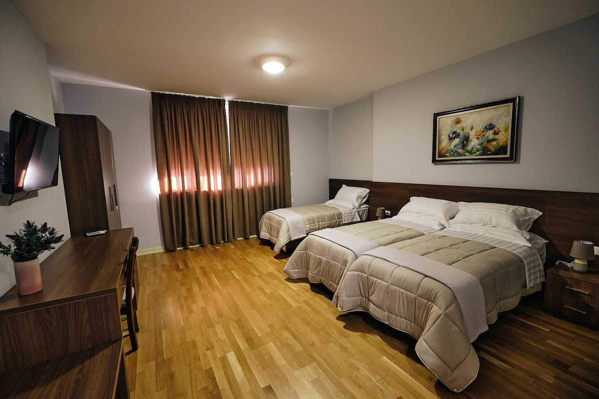 Economy Triple Room | Frette Italian sheets, premium bedding, memory foam beds, desk