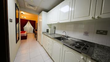 Mini-fridge, electric kettle