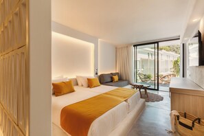 Deluxe Double Room, Pool View (Boheme) | Down comforters, minibar, in-room safe, desk - Nativo Hotel Ibiza (Santa Eulalia del Rio)