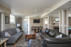 TV, table football, books, music library