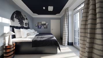 Premium bedding, in-room safe, blackout curtains, soundproofing