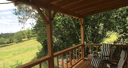 Luxury cabin with covered terrace and panoramic view
