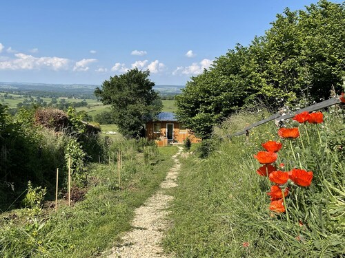 Luxury cabin with covered terrace and panoramic view