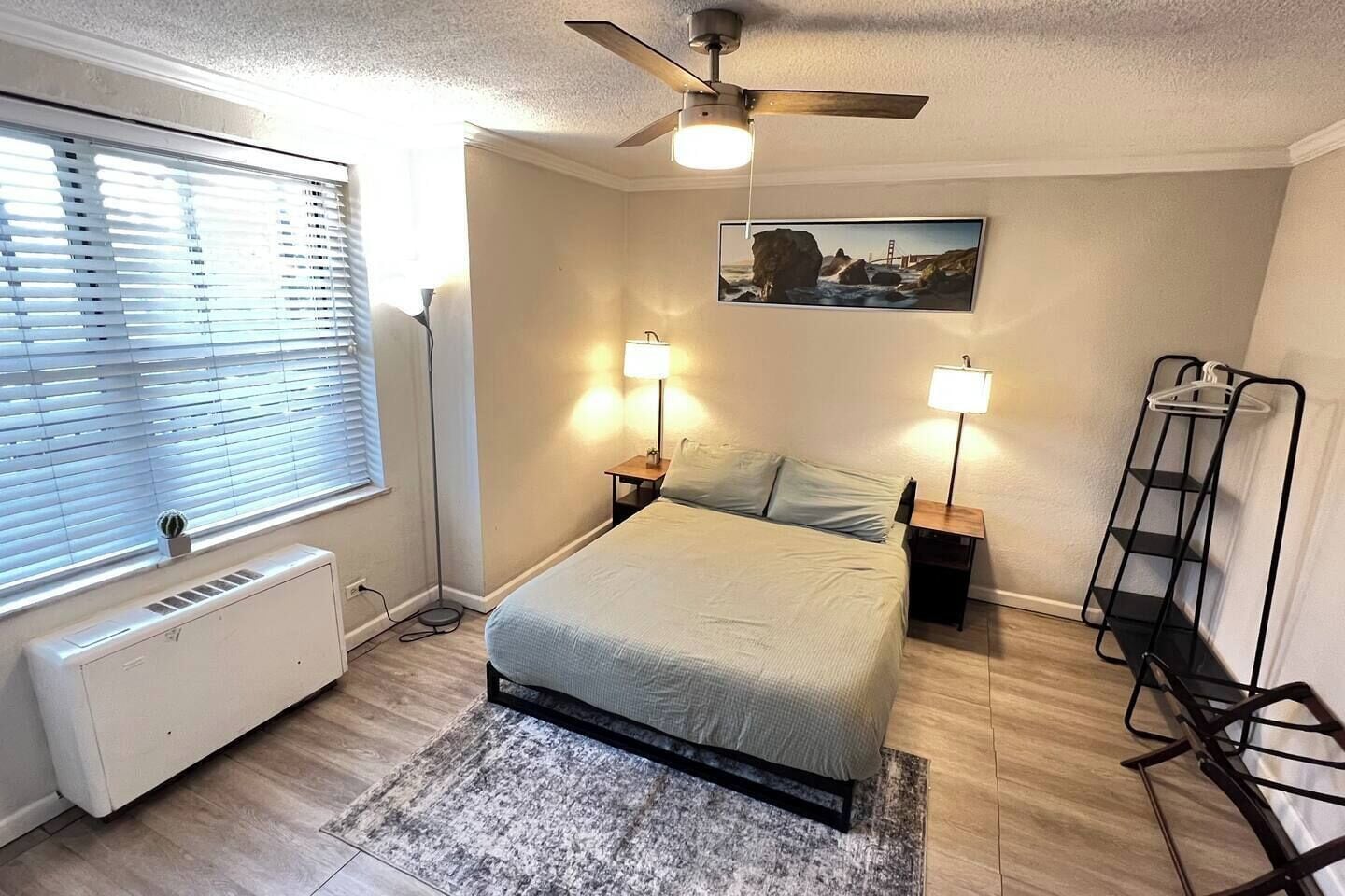 Desk, iron/ironing board, travel crib, WiFi (free)