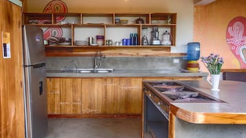 Fridge, oven, stovetop, coffee/tea maker