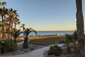 Enjoy a scenic ocean view from this beachside retreat, where you can stroll along the pathway to the public beach and bring your pet along.