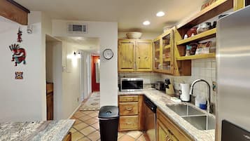 Condo, Multiple Beds, Fireplace, Garden View (#7 - No Pets) | Private kitchen | Fridge, microwave, oven, stovetop
