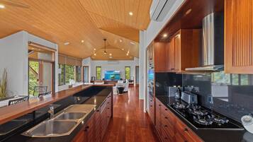 奢华独立别墅, 5 间卧室, 私人游泳池, 海洋景观 | 私人厨房 | 大冰箱、微波炉、洗碗机、厨具/餐具