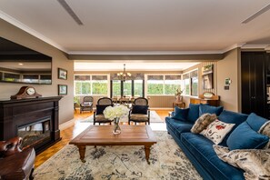 Télévision, cheminée, Netflix, livres