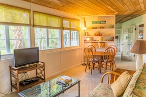 Smart TV, table football, ping pong, books