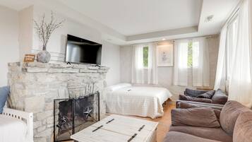 1 bedroom, desk, laptop workspace, iron/ironing board