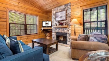 Smart TV, fireplace, DVD player