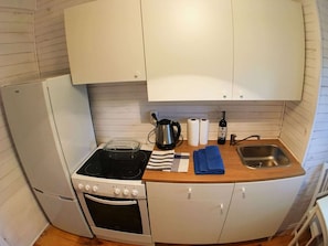 Fridge, oven, electric kettle