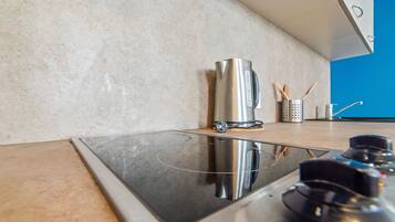 Fridge, microwave, espresso maker