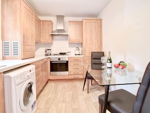 Fridge, microwave, oven, electric kettle