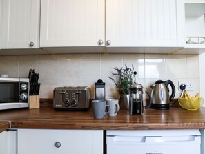 Fridge, microwave, oven, toaster