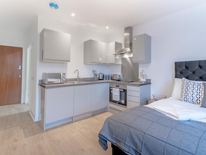 Fridge, microwave, oven, electric kettle
