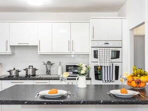 Fridge, microwave, oven, electric kettle