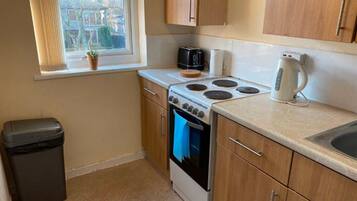 Fridge, microwave, oven, electric kettle