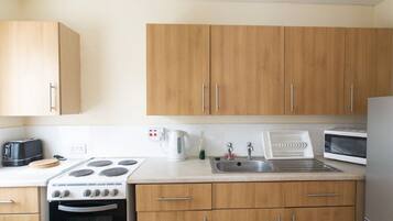 Fridge, microwave, oven, electric kettle