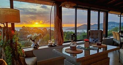 Villa, superbe vue mer, piscine couloir de nage chauffé, plage à 9mn à pied