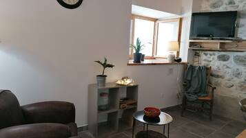 Een televisie, een dvd-speler en boeken